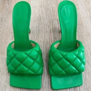Bottega Veneta Vibrant Green Quilted Mules